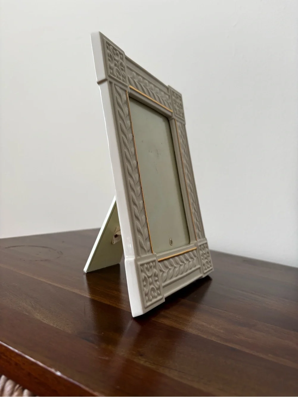 Lenox White Ceramic Picture Frame with Gold Accent